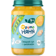 Суп мясо-растительный детский ФрутоНяня Цыпленок и овощи с 9 месяцев, 190г
