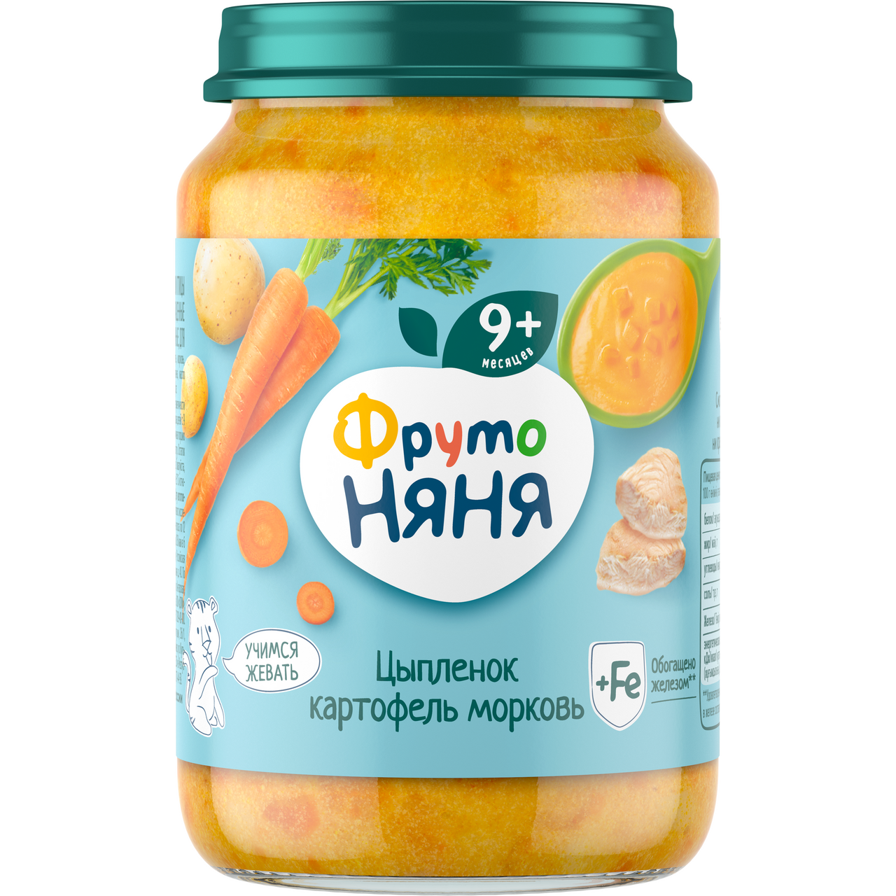 Изображение товара Пюре мясо-растительное детское ФрутоНяня Цыпленок, картофель и морковь с 9 месяцев, 190г