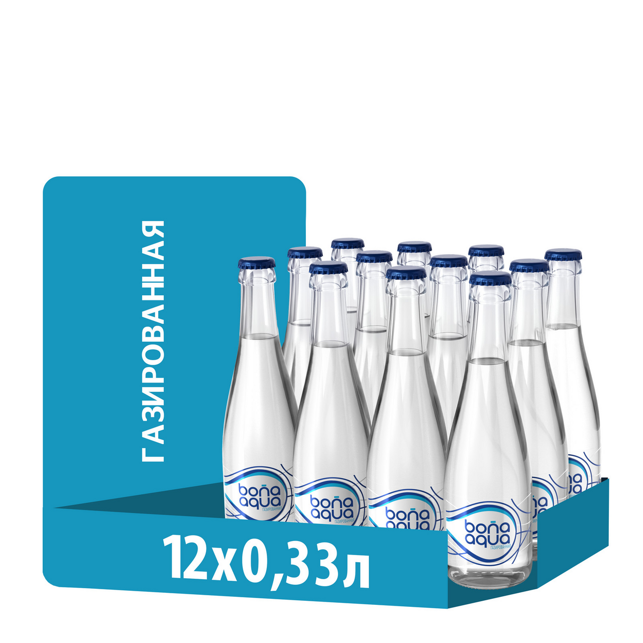 Изображение товара Газированная питьевая вода Bonaqua 330 мл, 12 шт, стеклянная бутылка