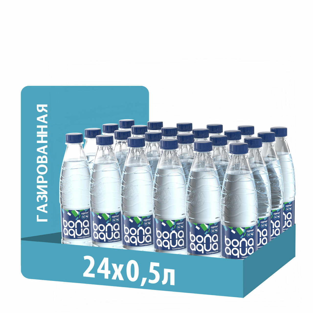 Изображение товара Вода Bonaqua газированная 0. 5л 24 шт - освежающий напиток для здоровья