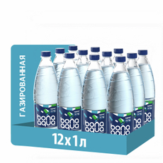 Вода BonaAqua питьевая газированная, 1л x 12 шт