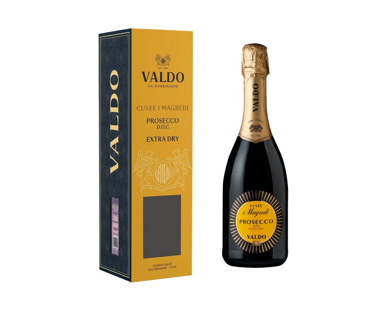 Вино игристое Valdo Prosecco Cuvee i Magredi в подарочной упаковке белое сухое, 0.75л