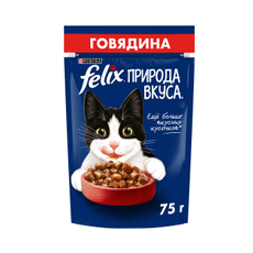 Корм влажный Felix Природа вкуса говядина, 75г
