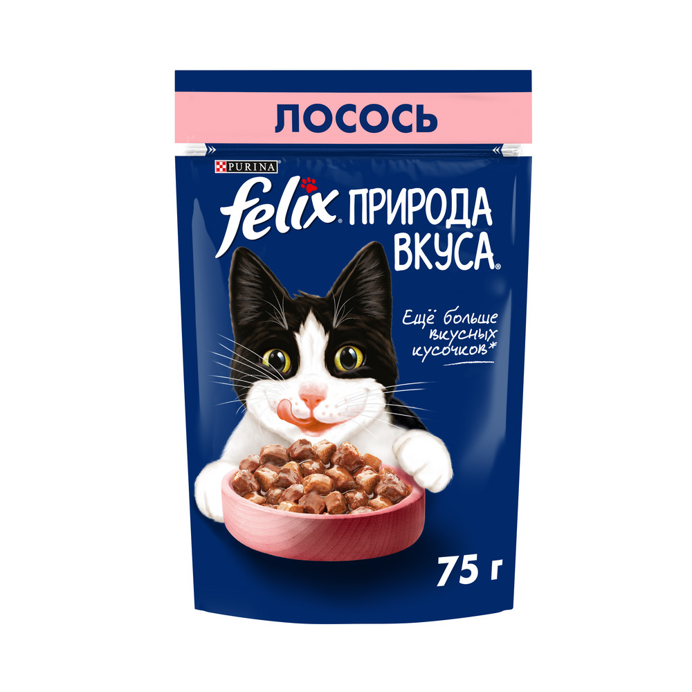 Корм влажный Felix Природа вкуса лосось, 75г