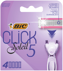 Сменные кассеты для женской бритвы BIC Click 5 Soleil 5 лезвий увлажняющая полоска с алоэ вера, 4 шт