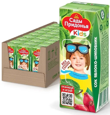 Сок детский Сады Придонья Яблоко и шиповник с 6 месяцев, 200мл х 27 шт