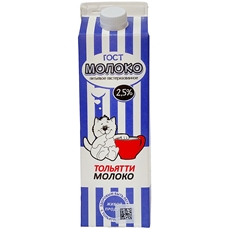 Молоко Тольяттимолоко пастеризованное 2.5%, 900г