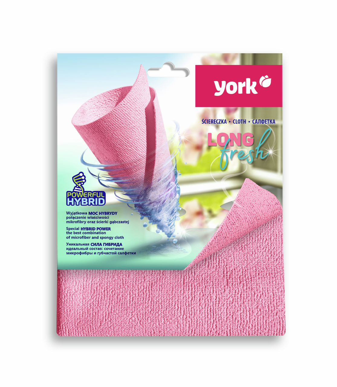 Салфетка York Long Fresh для окон микрофибра, 35 x 30см