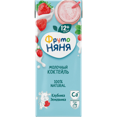 Коктейль молочный детский ФрутоНяня Клубника и земляника 2.1% с 12 месяцев, 200мл