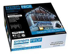 Электрогирлянда сосульки Glos System Prof 100Led холодный белый, 2 х 1м