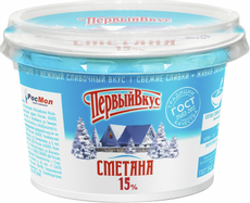 Сметана Первый вкус 15%, 200г