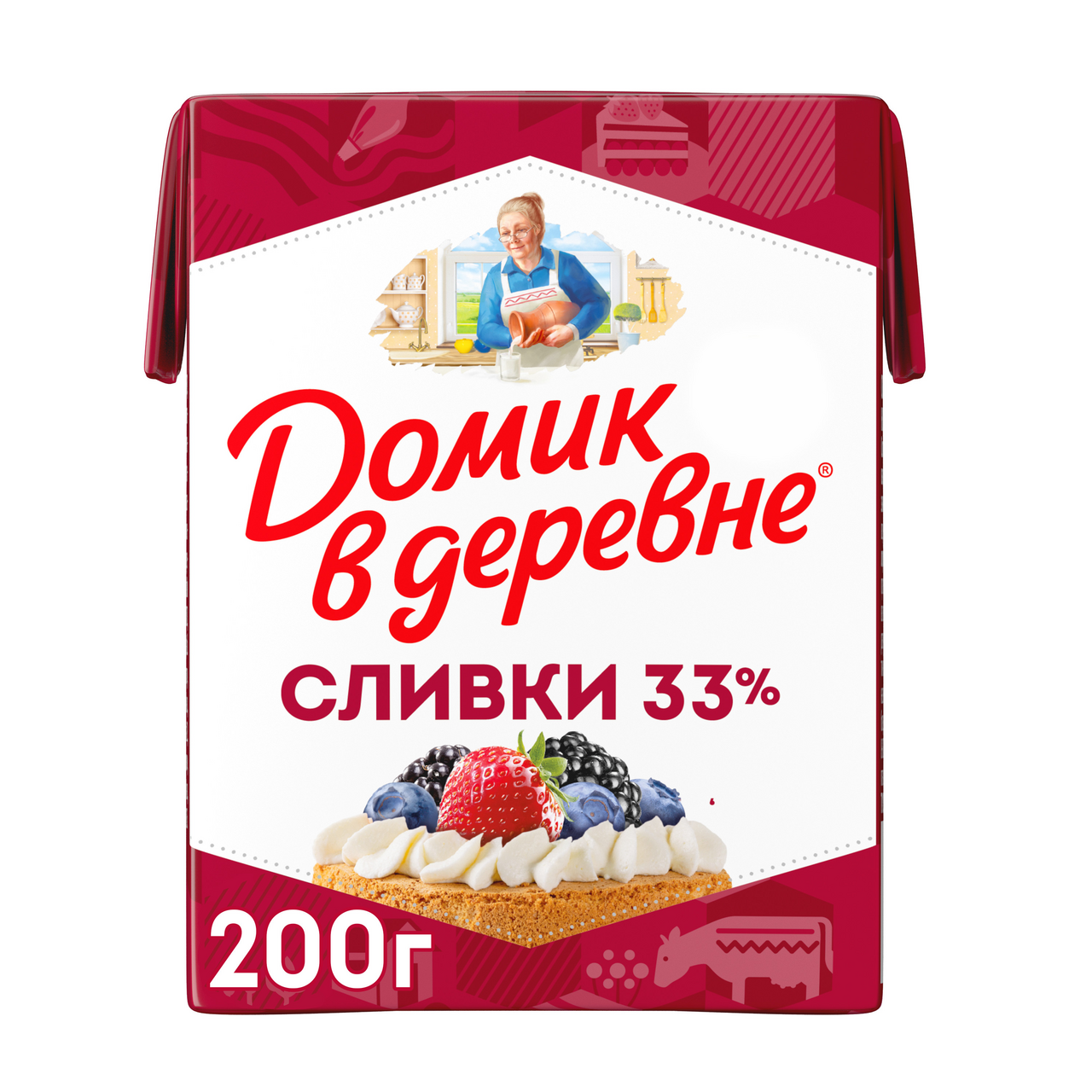 Сливки Домик в деревне стерилизованные 33%, 200г