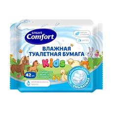 Туалетная бумага Comfort Smart Kids влажная с ромашкой, 42шт