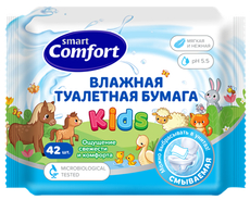 Туалетная бумага детская Comfort Smart Kids влажная Ромашка, 42шт