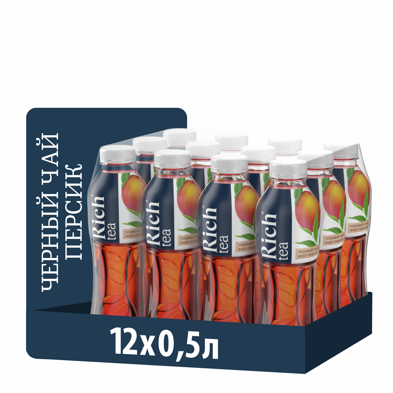 Холодный чай Rich tea черный со вкусом персика, 500мл x 12 шт