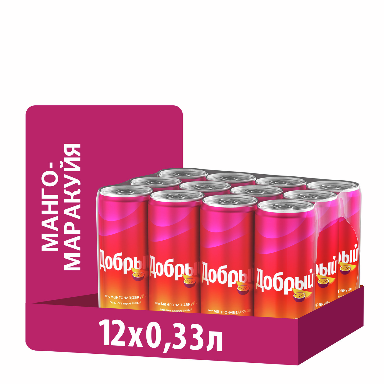 Напиток Добрый Манго-маракуйя газированный, 330мл x 12 шт