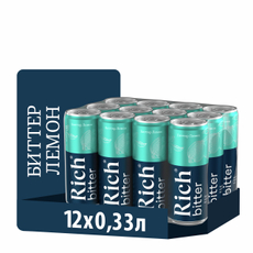 Напиток Rich Биттер Лемон газированный, 330мл x 12 шт