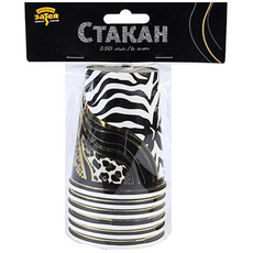 Стакан одноразовый Веселая затея Сафари бумажный разноцветный 250мл, 6шт