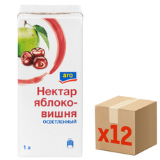 aro Нектар яблоко и вишня, 1л x 12 шт