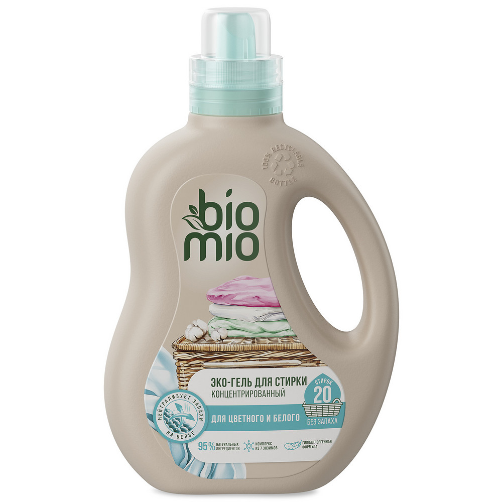 Изображение товара Гель для стирки BioMio Colors Whites концентрат 900 мл для цветных и белых тканей