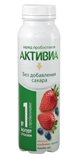 Йогурт Активиа питьевой яблоко-клубника-черника без сахара 1.5%, 260г