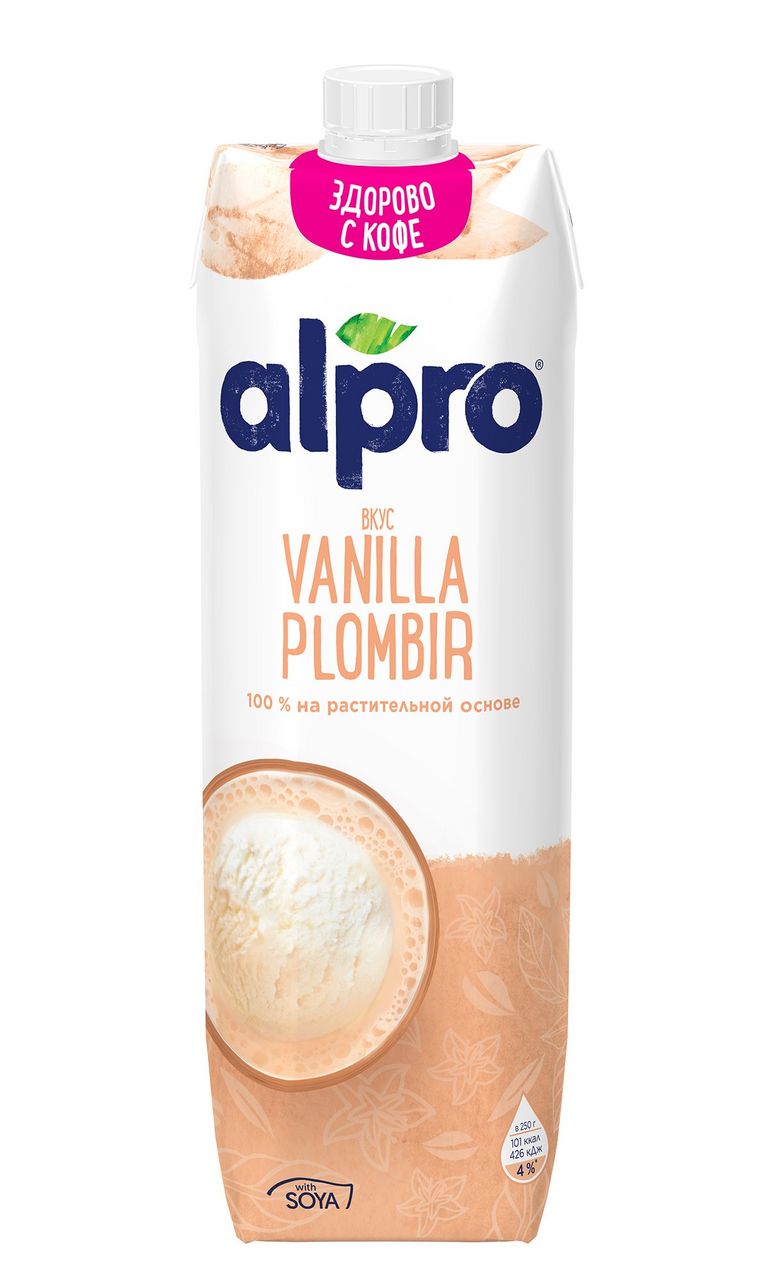 Напиток растительный соевый Alpro со вкусом ванильного пломбира, 1л