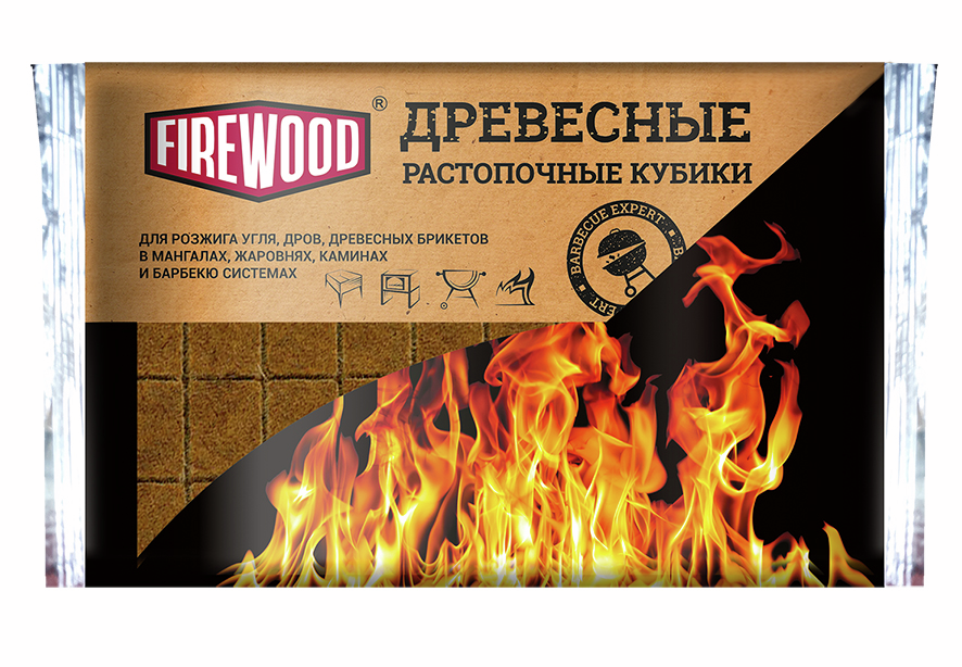 Изображение товара Кубики Firewood древесные растопочные 32 шт для каминов и барбекю