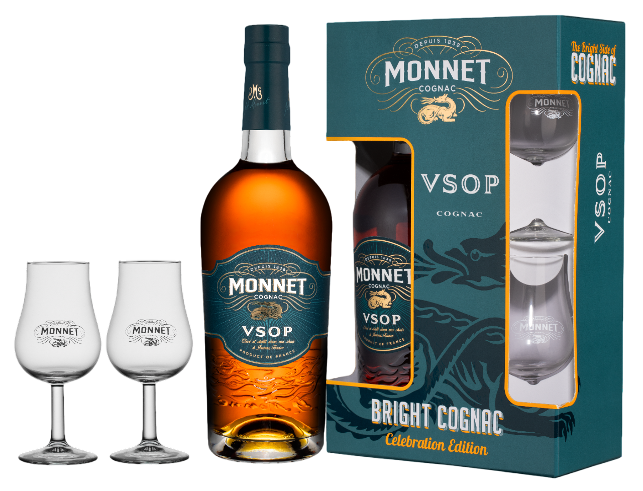 Изображение товара Коньяк Monnet VSOP 0.7л в подарочной упаковке + 2 бокала