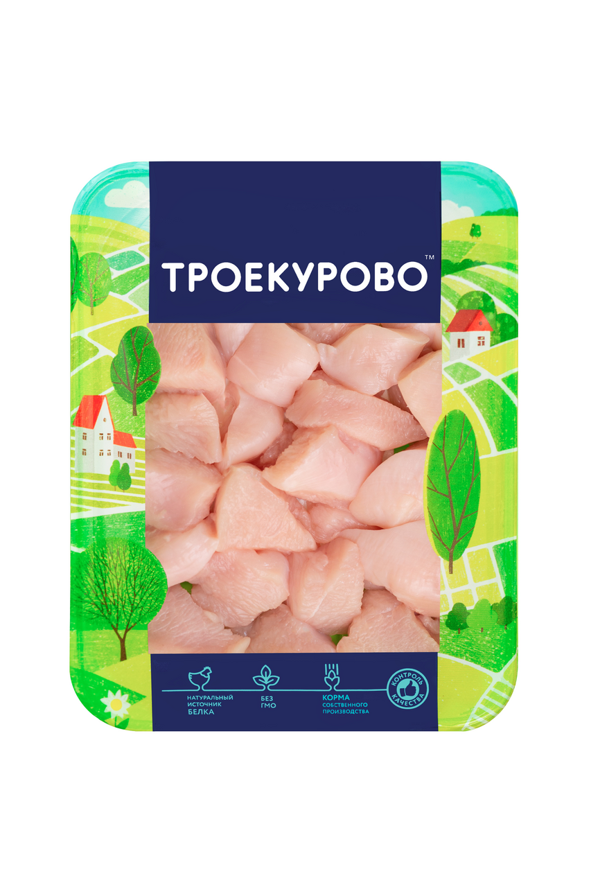 Изображение товара Филе грудки цыпленка-бройлера Троекурово для салата охлажденное, 500г