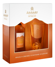 Напиток Арарат спиртной абрикос + стакан в подарочной упаковке, 0.5л