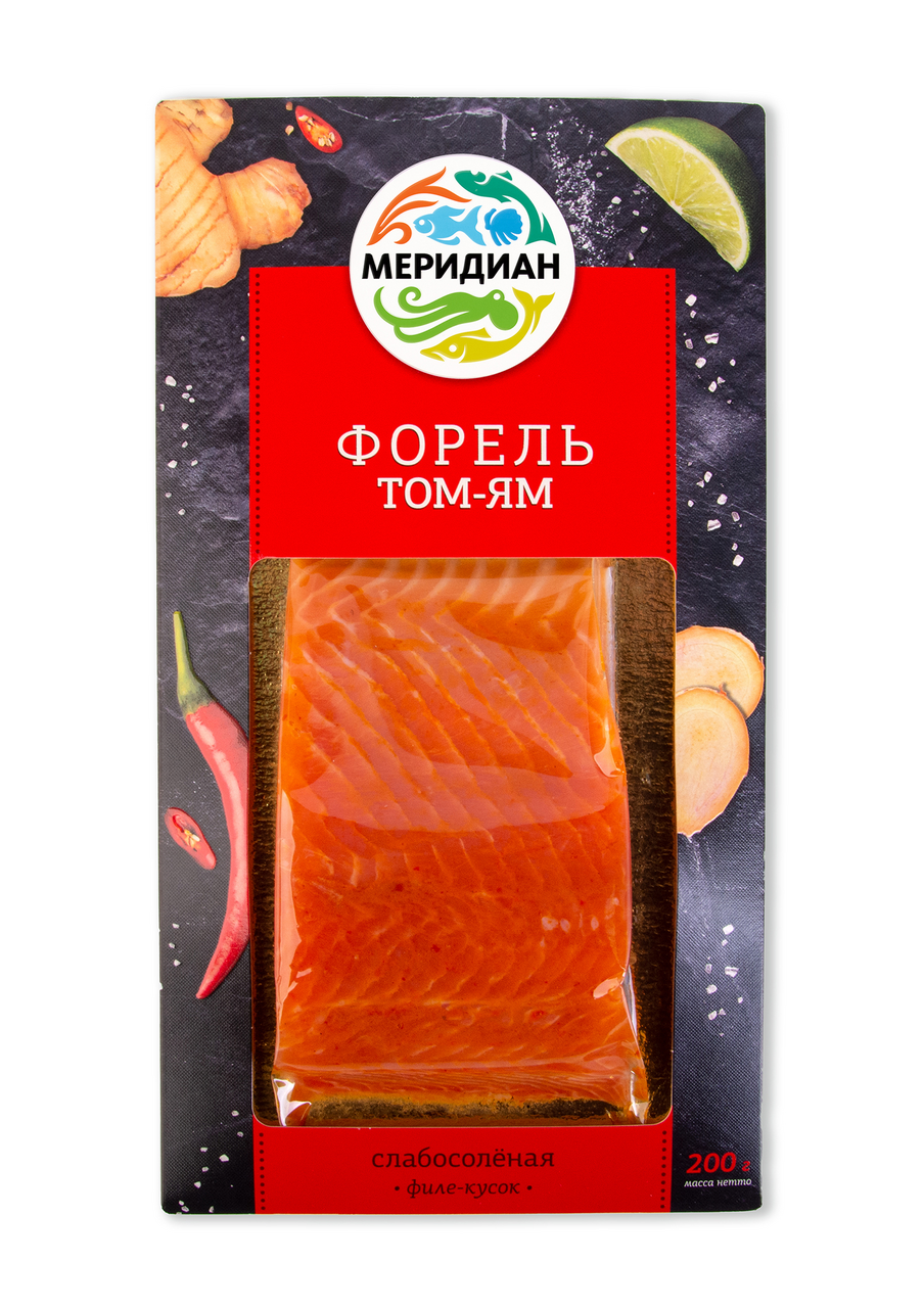 Изображение товара Форель Меридиан филе кусок слабосоленая том-ям, 200г