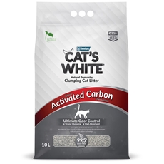 Наполнитель Cats White Activated Carbon комкующийся с активированным углем для кошачьего туалета, 10л