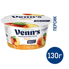 Йогурт Venns Греческий с персиком 0.1%, 130г