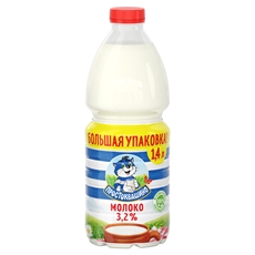 Молоко Простоквашино пастеризованное 3.2%, 1.4л