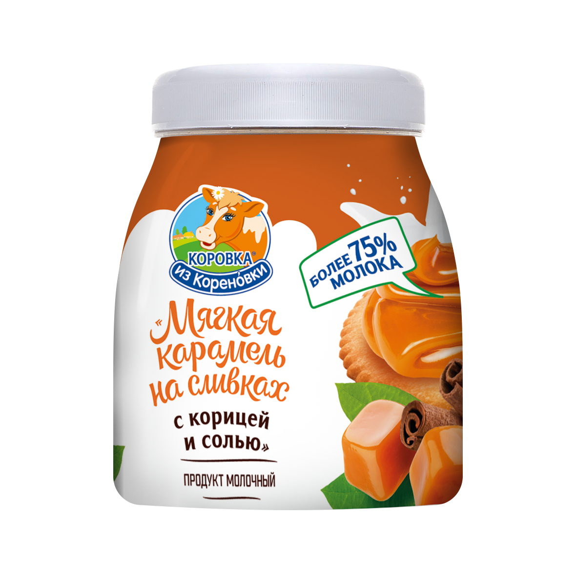 Карамель Коровка из Кореновки мягкая с корицей и солью 19%, 340г купить с  доставкой на дом, цены в интернет-магазине