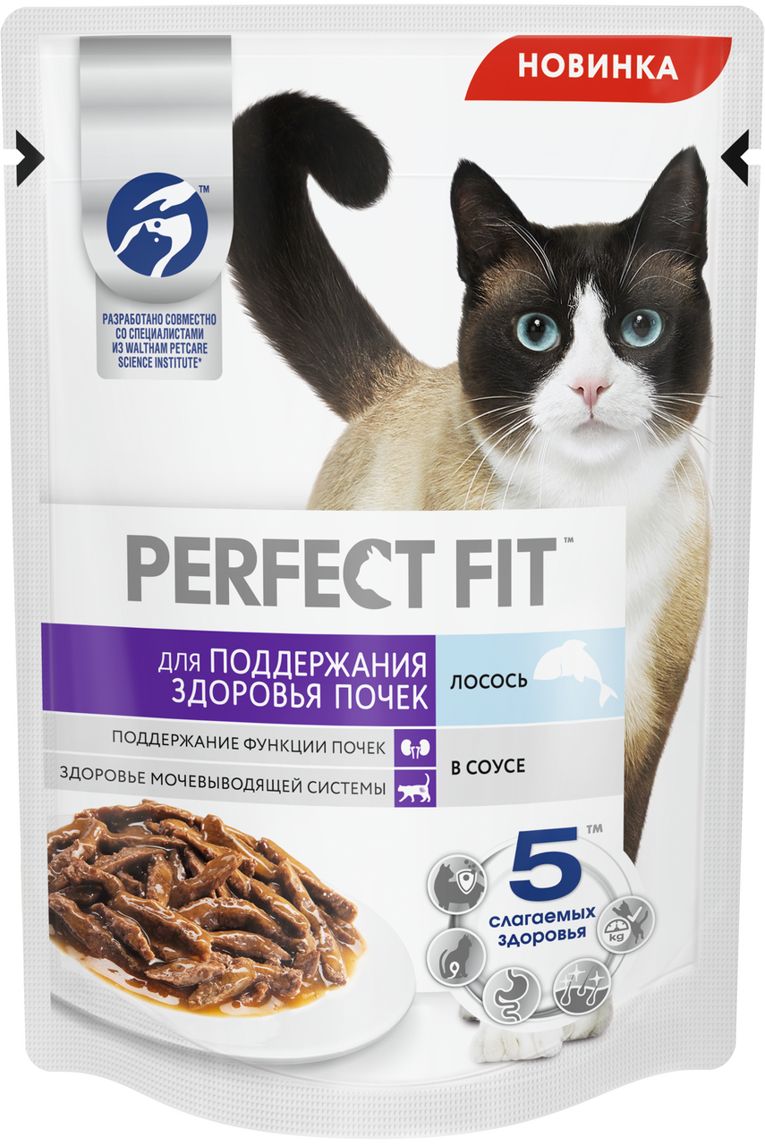 Изображение товара Корм влажный Perfect Fit для взрослых кошек для здоровых почек лосось, 75г