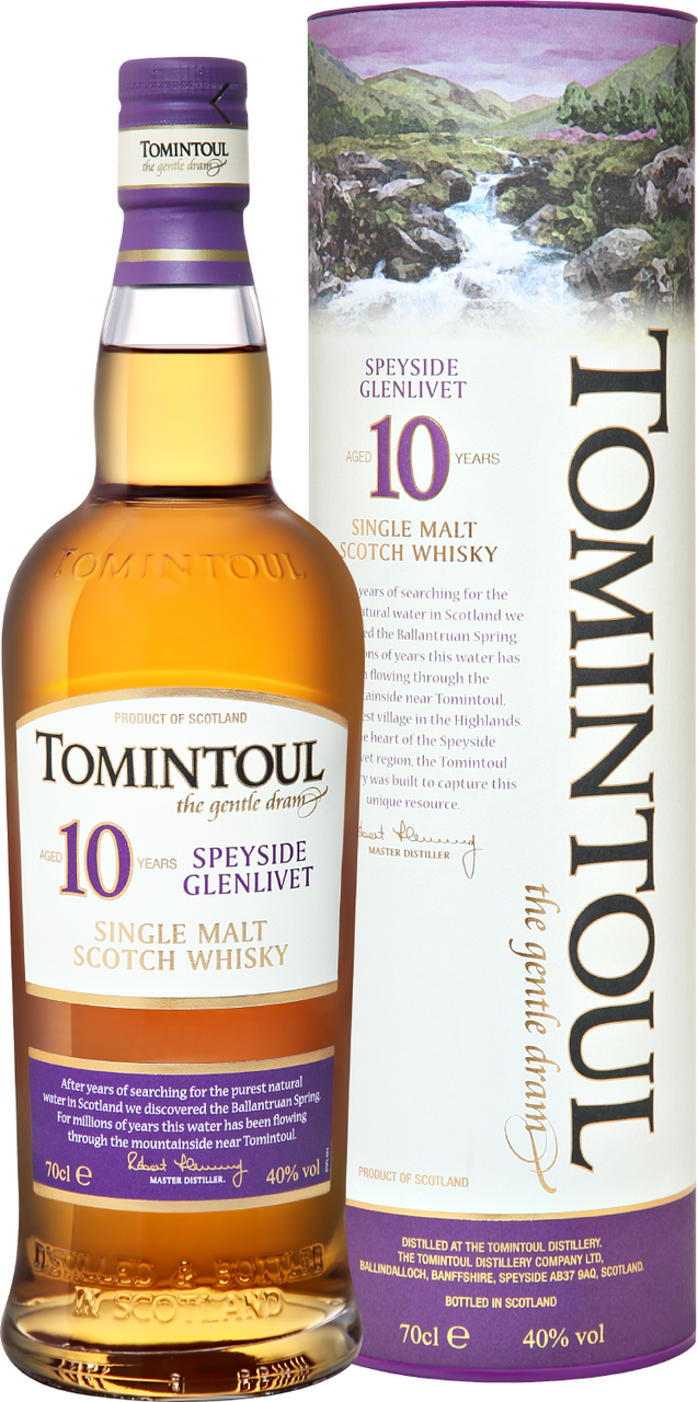 Изображение товара Шотландский виски Tomintoul Speyside Glenlivet 10 лет в подарочной упаковке 0.7л