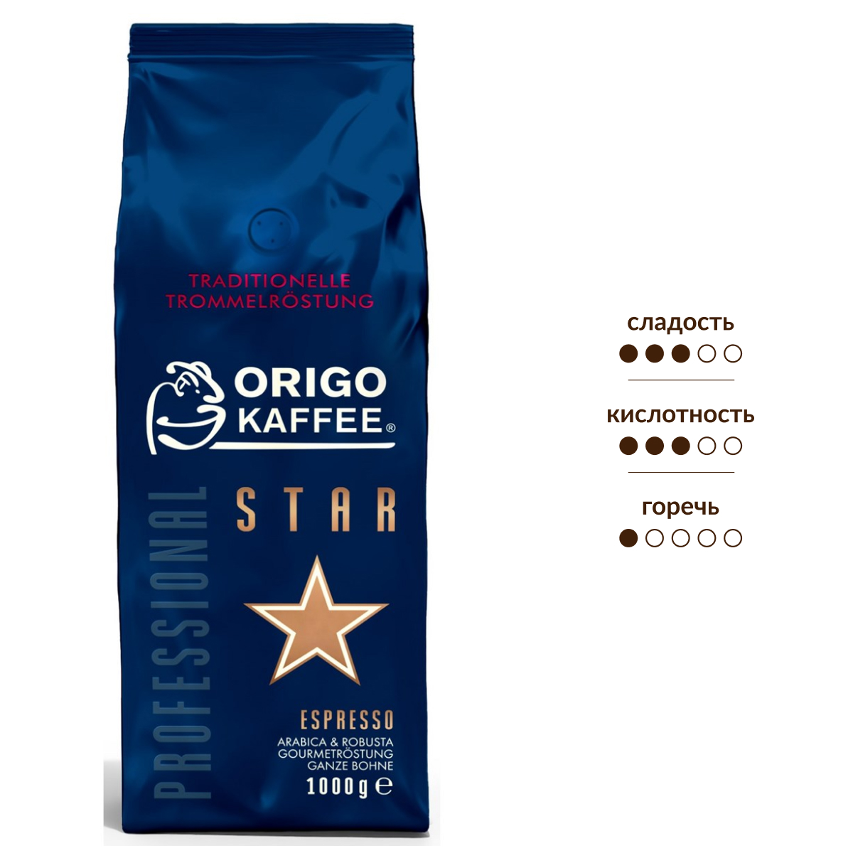Изображение товара Кофе Origo Professional Star эспрессо в зернах 1кг немецкое качество