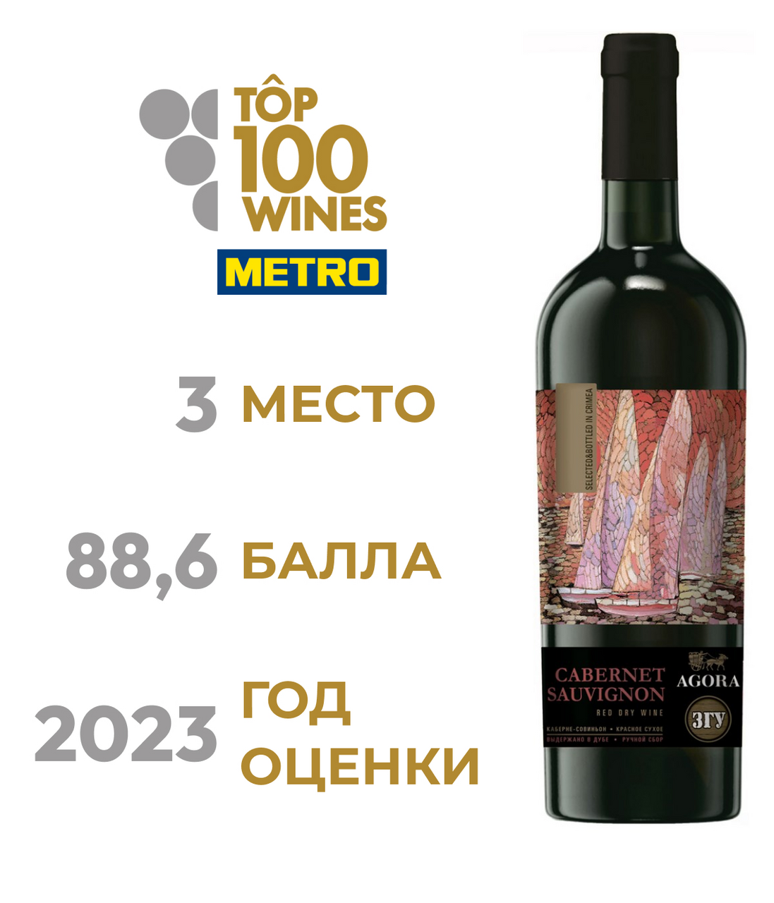 Вино Agora Cabernet Sauvignon красное сухое, 0.75л купить по выгодной цене,  самовывоз алкоголя из магазина в Москве