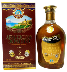 Коньяк Армянское золото 3 года в подарочной упаковке, 0.5л