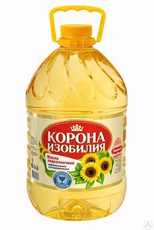 Масло подсолнечное Корона Изобилия рафинированное дезодорированное, 5л