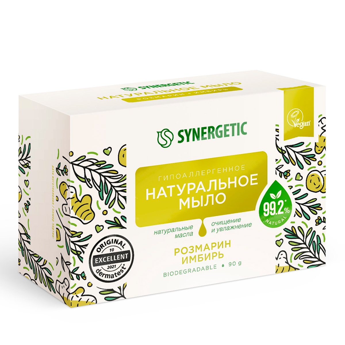 Изображение товара Мыло туалетное Synergetic Розмарин и имбирь, 90г