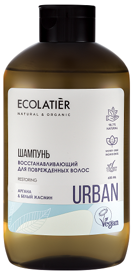 Изображение товара Шампунь Ecolatier для поврежденных волос аргана-белый жасмин, 600мл