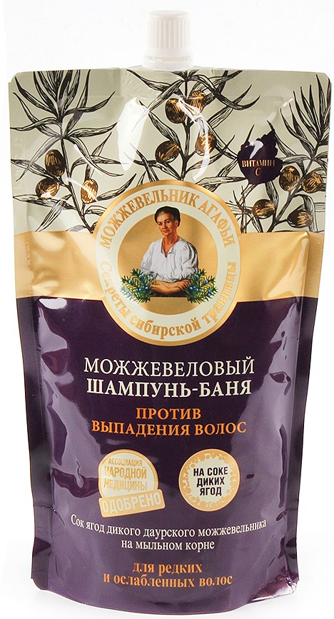 Шампунь-баня Рецепты бабушки Агафьи против выпадения волос можжевельник, 500мл