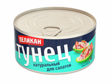 Тунец Пеликан Для салатов в собственном соку, 185г