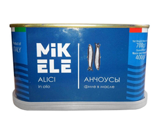 Анчоусы Mikele филе в подсолнечном масле, 700г