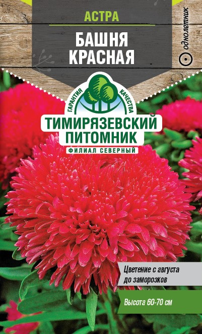 Семена Тимирязевский питомник Астра Башня красная, 1г