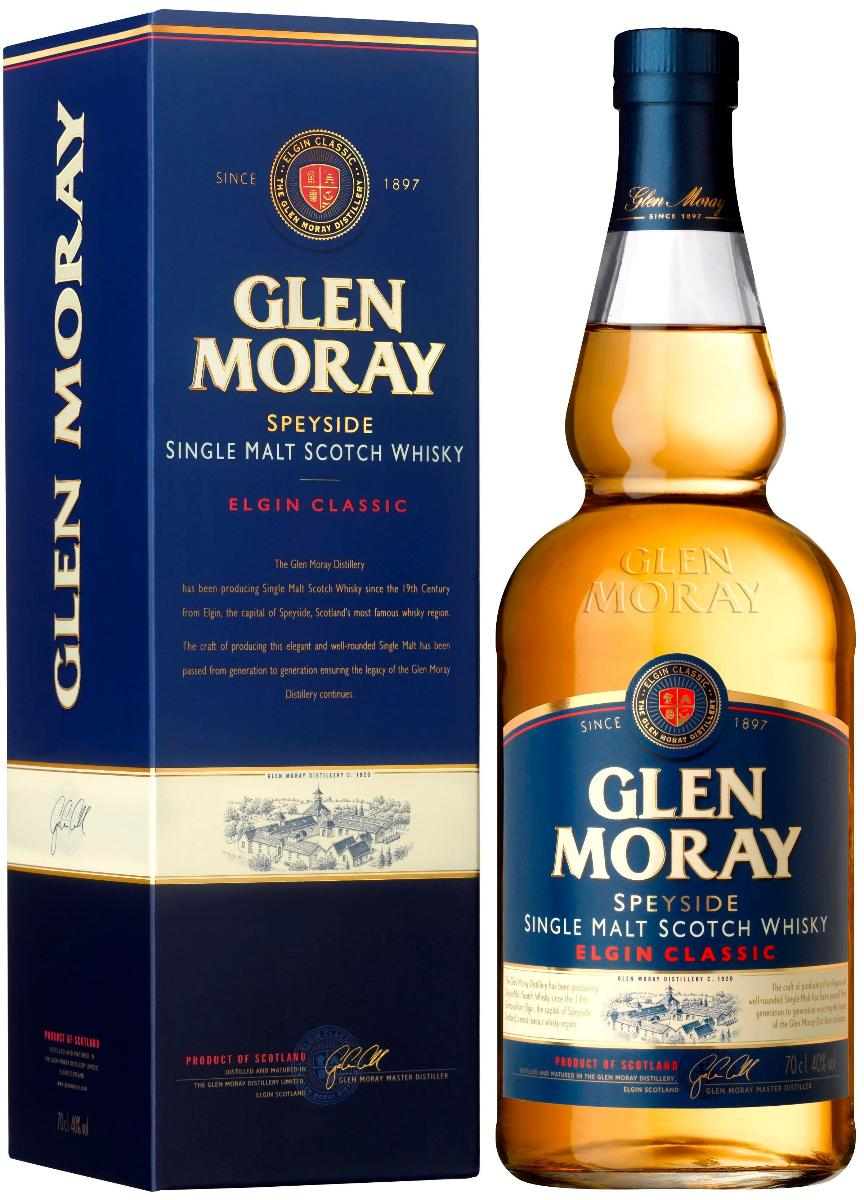 Изображение товара Виски шотландский Glen Moray Classic в подарочной упаковке, 0.7л
