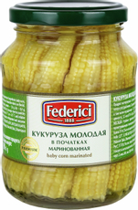 Кукуруза маринованная Federici Молодая в початках, 370мл
