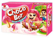 Печенье Orion Choco Boy Грибочки со вкусом йогурта и клубники, 40г